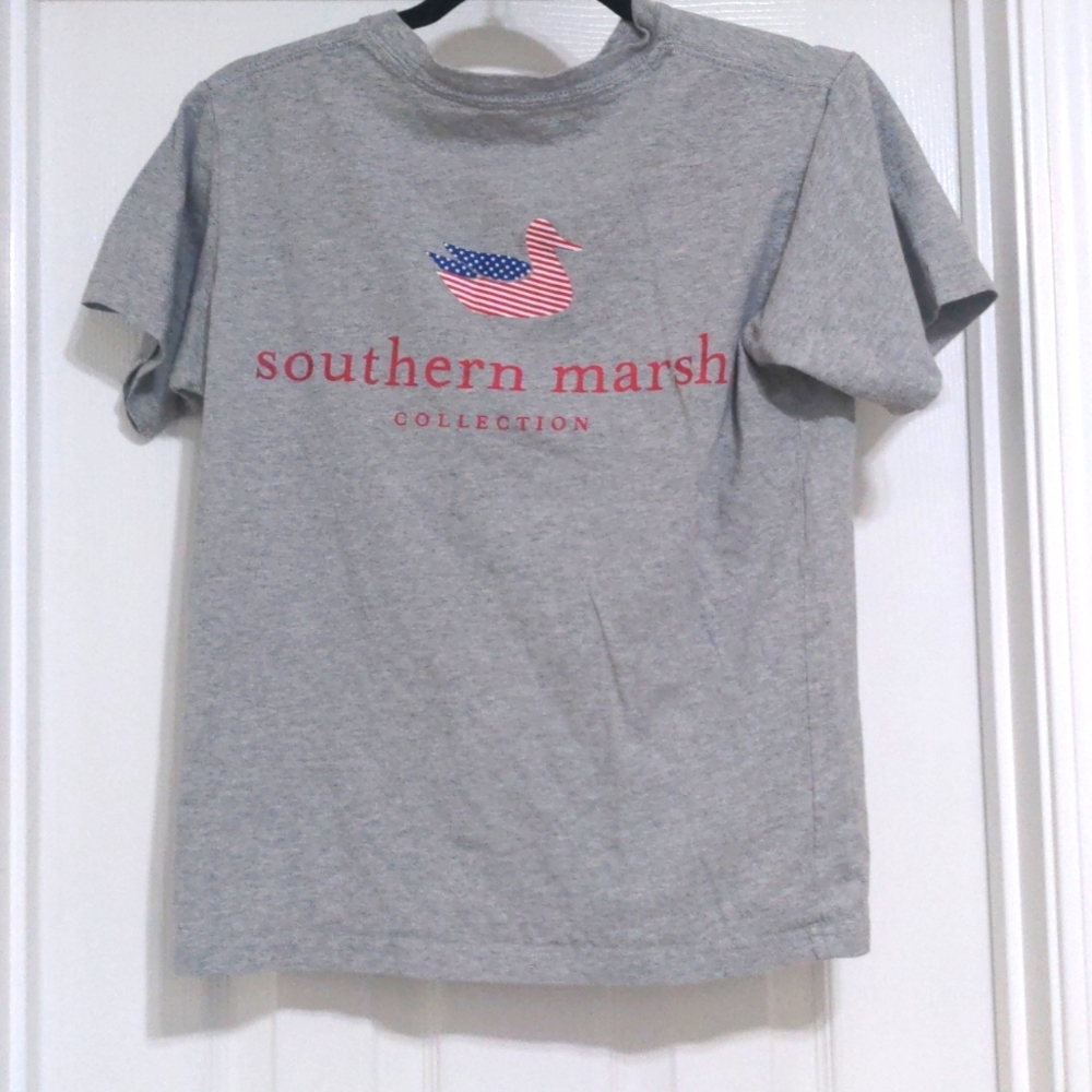Boys Southern Marsh American Flag Duck shirt